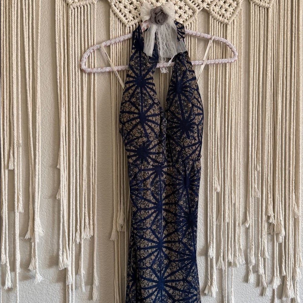 Elegant Blue Halter Maxi Dress